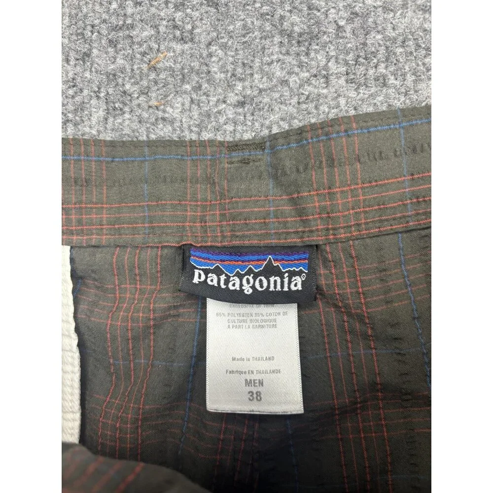 Patagonia Shorts‎ Mens 38 Green Plaid Chino Outdoor Hiking Casual Pockets Summer
